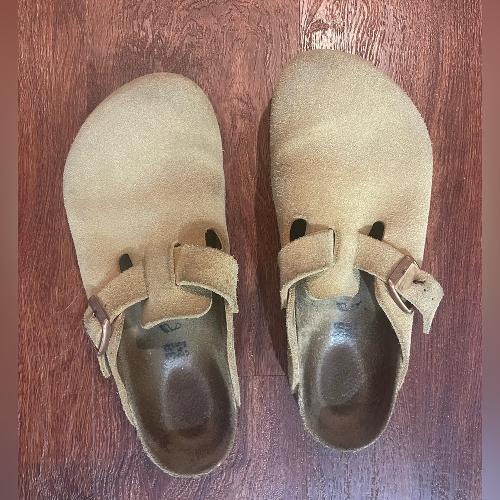 Birkenstock Boston Suede Leather Latte Cream